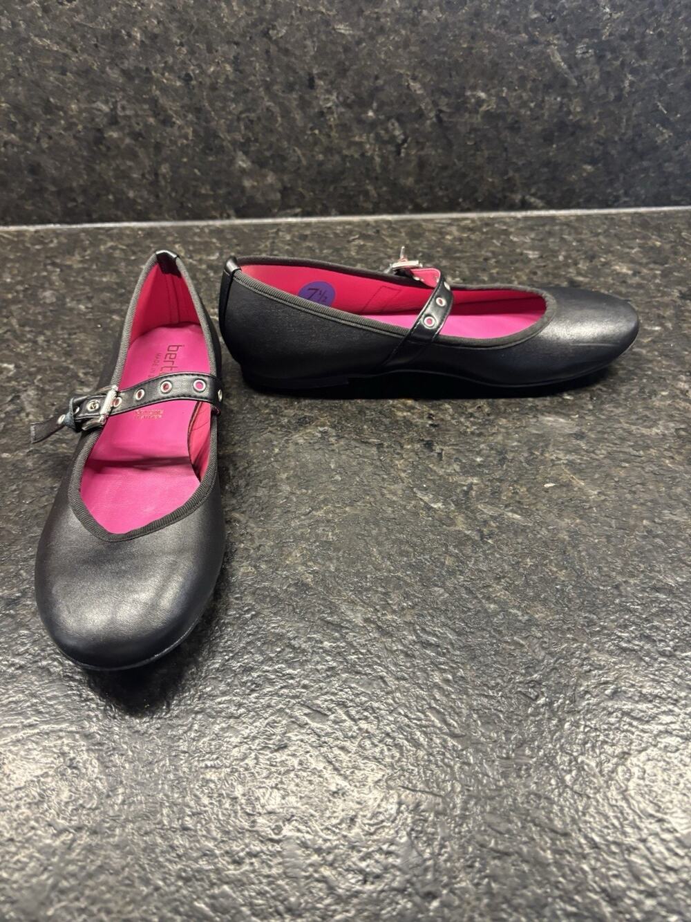 BERTUCHI Made in Spain Mary Jane Ballerina Shoes - Leather Black Sz 7.5